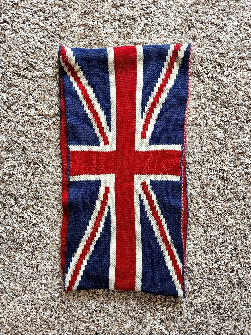 Union Jack Knit Scarf in Blue & Red Like New